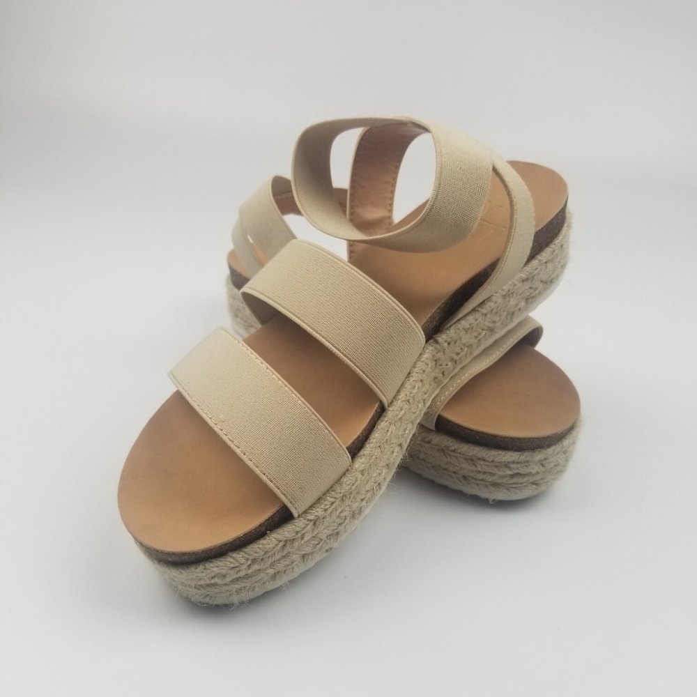 Beige Espadrille Platform Gladiator Sandal {Yoki} - Picture 1 of 4